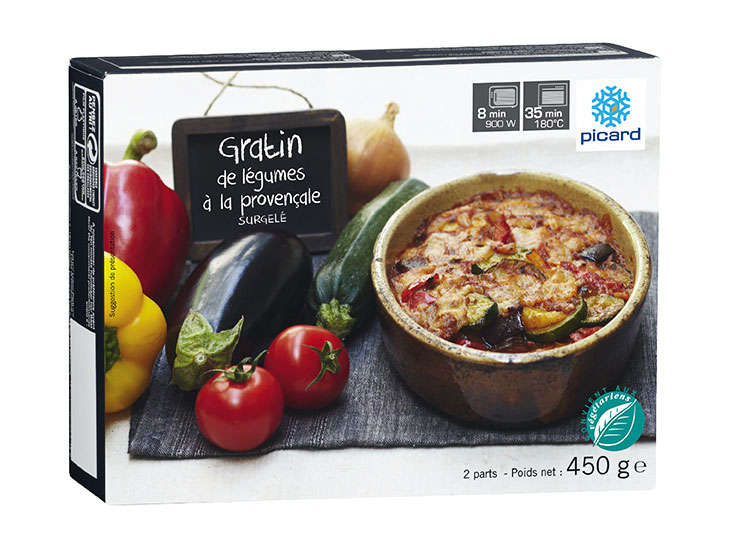 「南仏野菜のグラタン」（680円）は、野菜をたっぷり使用。オーブンでの加熱だけでなく、電子レンジでの調理にも対応する