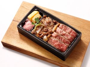 福岡市「ノダニク」博多和牛赤身ステーキ＆焼肉弁当 2,268円／1折