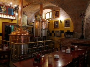 槽がある場所には中世の天井スタイルが残存。湿度などの環境がビールの醸造に適しているという