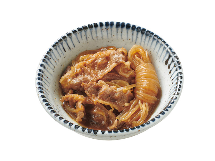 「牛肉のすき焼き小鉢」250円。特製タレがしみ込んだご飯がすすむ人気の一品