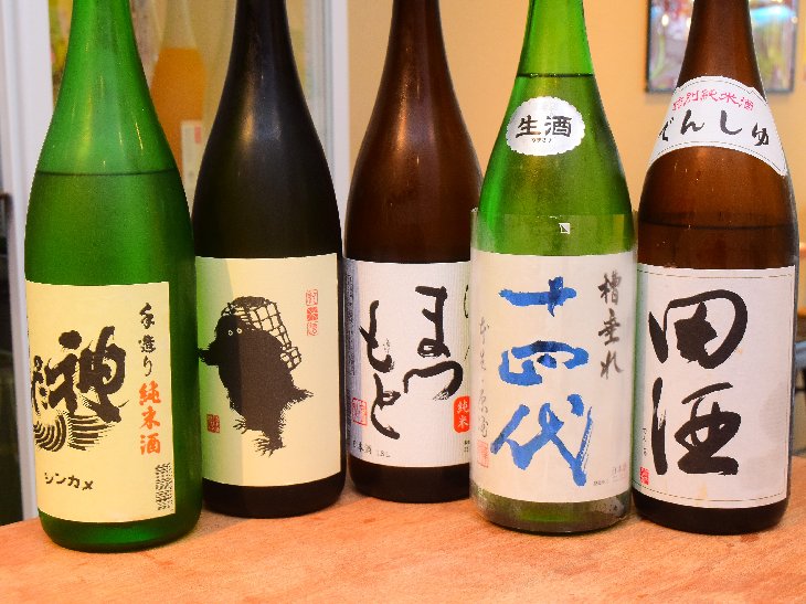 「田酒」、「十四代」、「まつもと」、「雪男」など日本酒好きにはたまらないラインアップ