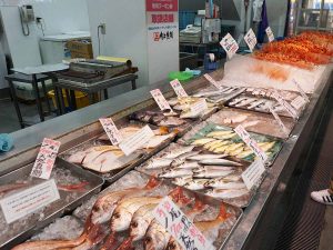鮮魚のラインナップ。中には地元・寺泊や、近隣の出雲崎で獲れた関東圏の店には見かけないものも