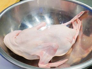 これがスープの素材に使われる紀州鴨。1羽で12食分になる