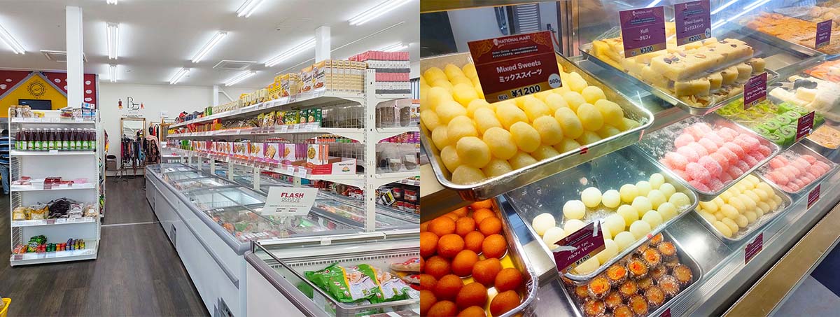 (左)見て回るだけでもテンションが上がる店内。(右)カラフルな本場スイーツも並ぶ
