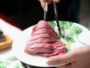 柴先生の著書『きれいな肌をつくるなら赤いお肉を食べなさい』では、1回の食事で手のひら2枚分（約200g）のタンパク質を摂ることを推奨