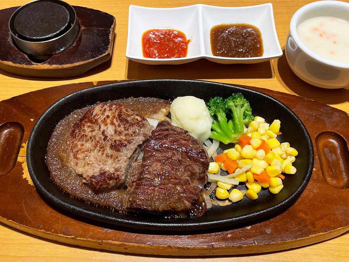 「宮ロース&てっぱんステーキランチ」