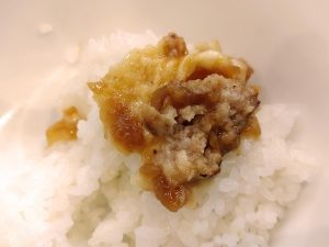 ソースの濃ゆい味わいとハンバーグの肉肉しさがご飯とジャストマッチ！