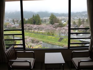 部屋からは桜並木も