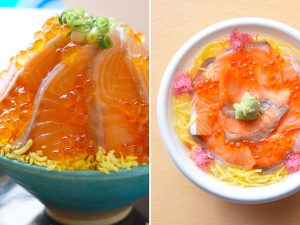 「サクラマス丼」。※右はテイクアウト