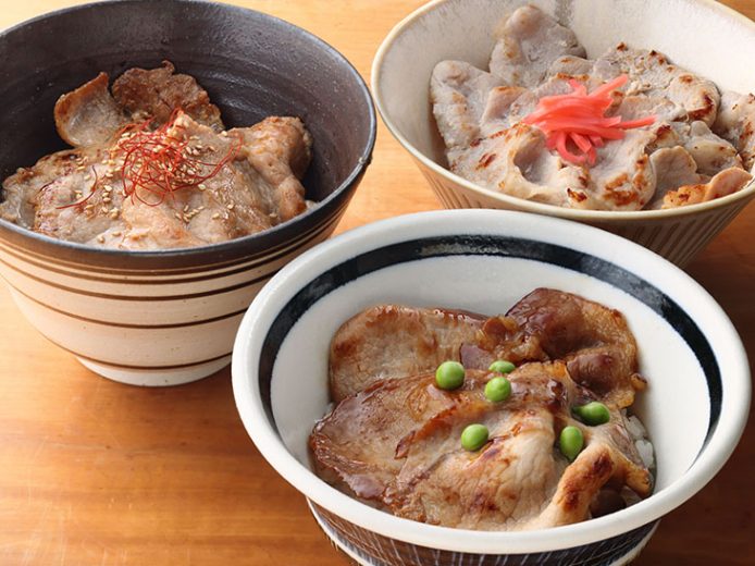 北海道産豚ロースを豚丼で。「醤油」「塩」「生姜」風味3種を楽しめるセット