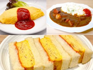 軽食メニューは定番の「昔ながらのオムライス」900円に「千成屋欧風カレー」900円、「厚焼きだし巻きたまごサンド」850円などがある
