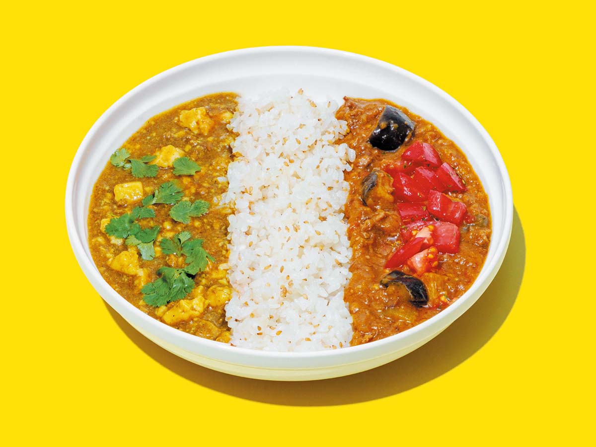 「花椒(ホアジャオ)の麻婆カレー」&「茄子と牛挽肉の辛くないキーマカレー」
