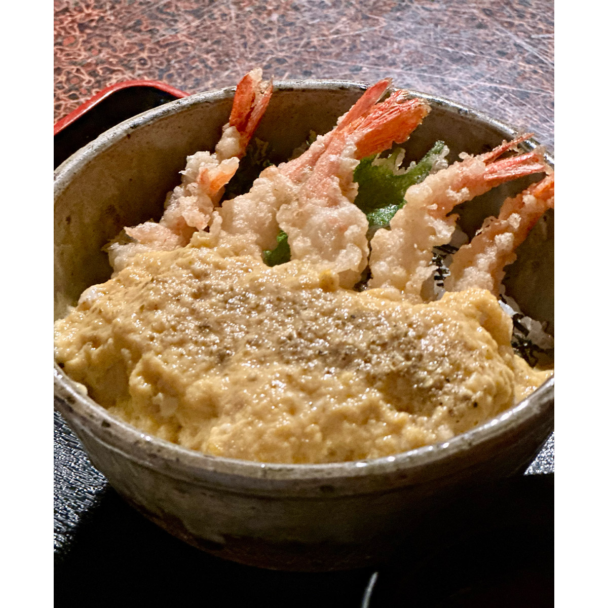 すべてが完璧な甘海老天丼でした
