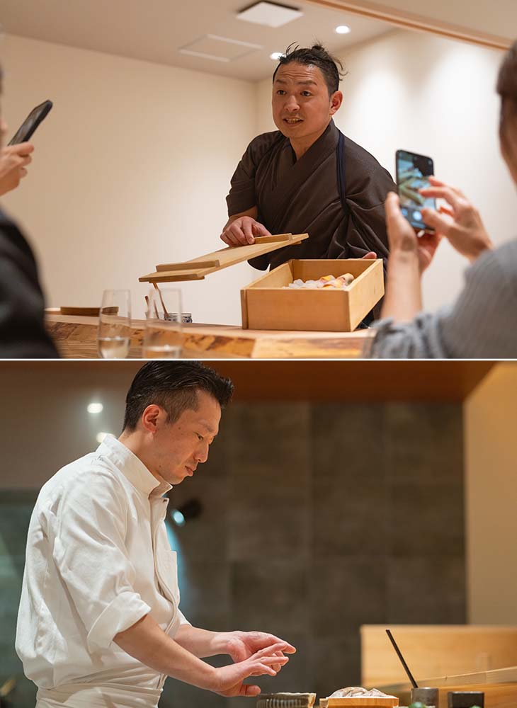 上:「Japanese Restaurant GEJO」の下條貴大氏、下:名店『成希』の滝本成希氏