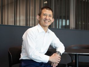 インタビュー中も笑顔が耐えない瓜生選手