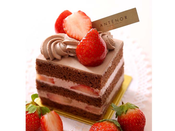 「あまおう苺のショコラショートケーキ／紅ほっぺ苺のショコラショートケーキ」735円　※販売期間：2月1日（土）～2月14日（金） ［食楽web］