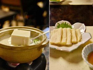 とうふ料理コース 2500円（税抜）から。大山の絹でも木綿でも絶妙な食べ応えの豆腐が絶品！ お鍋の中でできる出来立ての湯葉も楽しめますよ