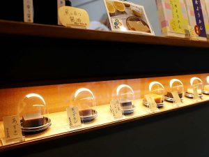 商品カウンターには何やら四角い不思議な物体がズラリ