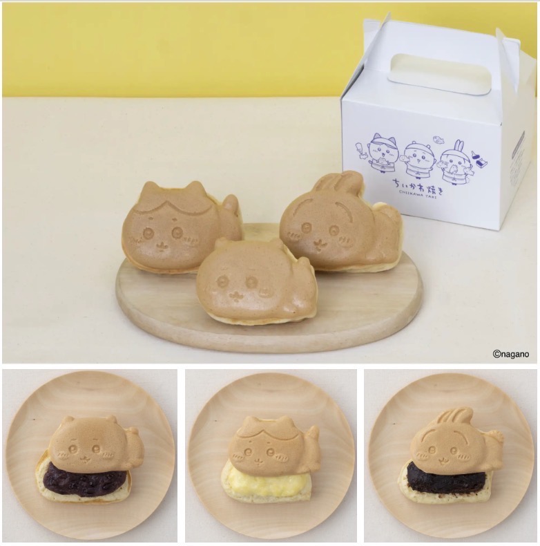 【Aセット（3個）】1,050円（税込） ちいかわ（小倉あん） ハチワレ（クリーム） うさぎ（チョコレート）