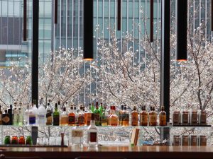 取材時、窓から桜が見ごろでした