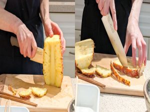 最初にヘタを切り落とさず半分にカットし、2cmの厚みに
