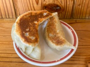 左がジャンボ餃子、右がミニ餃子