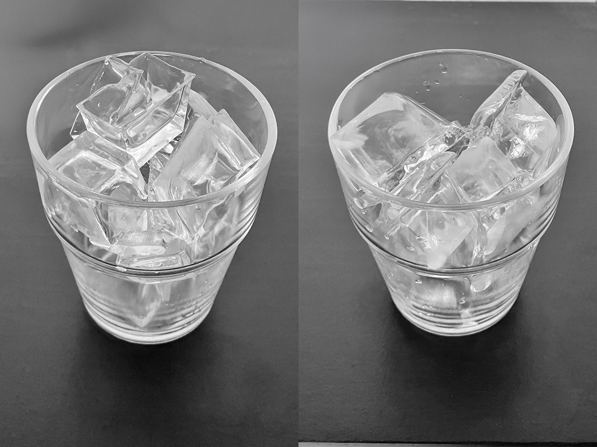 左/最小サイズは約6分で製氷。右/最大サイズは約17分で製氷可能。一度に製氷できるのは16個。氷の厚みは13段階で調整できる