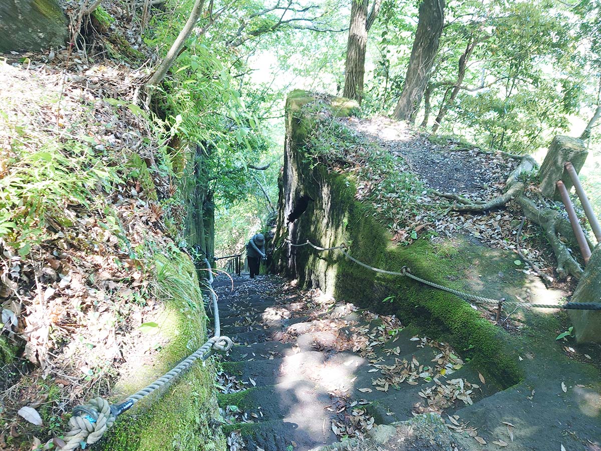 登山ルートは、房州石を運んだ道の車力道(しゃりきみち)コースか関東ふれあいの道コースがある