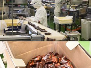 1時間に2万個、定時の時間内（8時〜16時半）で14万個、繁忙期には2時間の残業を加えて19万個ほどを生産