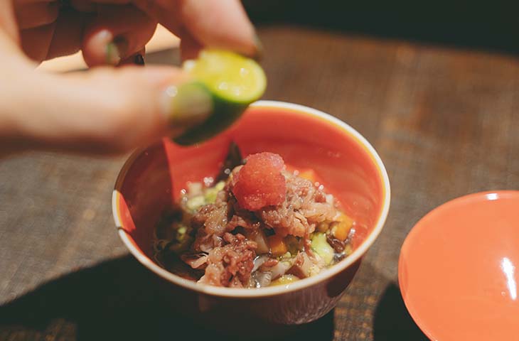 先付「すったてと牛しぐれ」