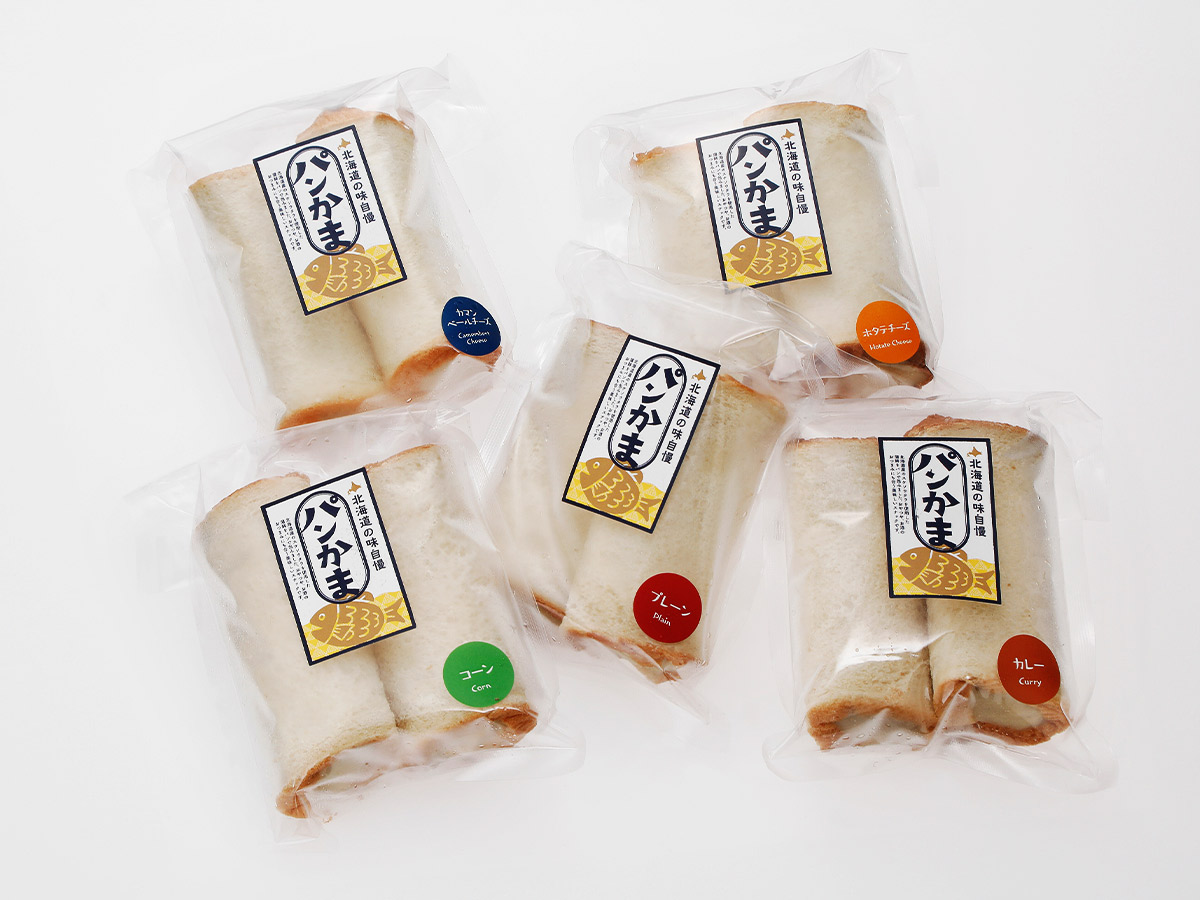 「プレーン」「カレー」「カマンベールチーズ」「ホタテチーズ」「コーン」。80g×2本入り。賞味期限は冷凍で365日