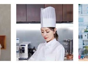 「パティシエ/ソムリエ」参加シェフ〈写真左から〉辻口博啓（モンサンクレール）、昆布智成（昆布屋孫兵衛）、向井聡美（フリーランスパティシエ）、小森利英（コンフィチュールH）、藤森真（VINOSITY）