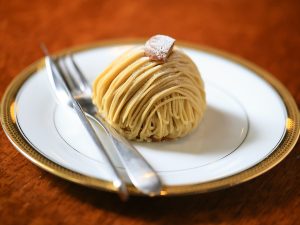 「笠間地栗のモンブラン」850円（税抜）。使用する栗は、地元農家から直接仕入れた厳選素材のみ