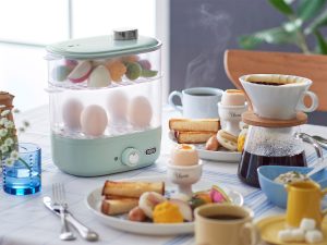 2個のトレイをセットすれば2品同時でのスチーム調理も可能