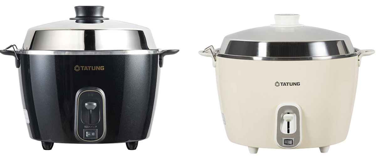 左/新型「大同電鍋」のクリスタルブラック(TAC-06RM)。右/新型「大同電鍋」のミルクティー(TAC-11RM)