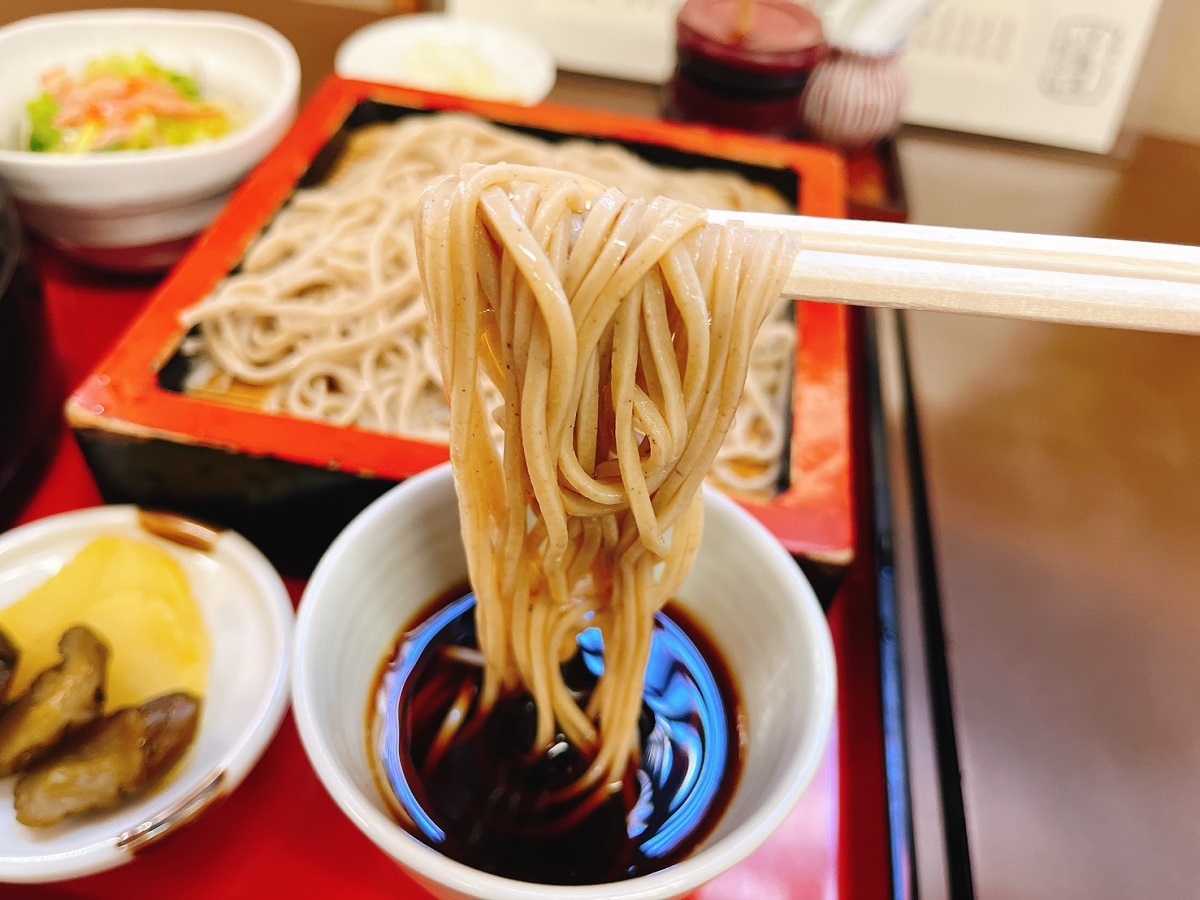 石臼挽き自家製粉の手打ち蕎麦にすっきりした自家製つゆが合う