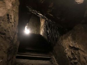 扉の向こうは想像以上の洞窟感。階段をのぼります ［食楽web］