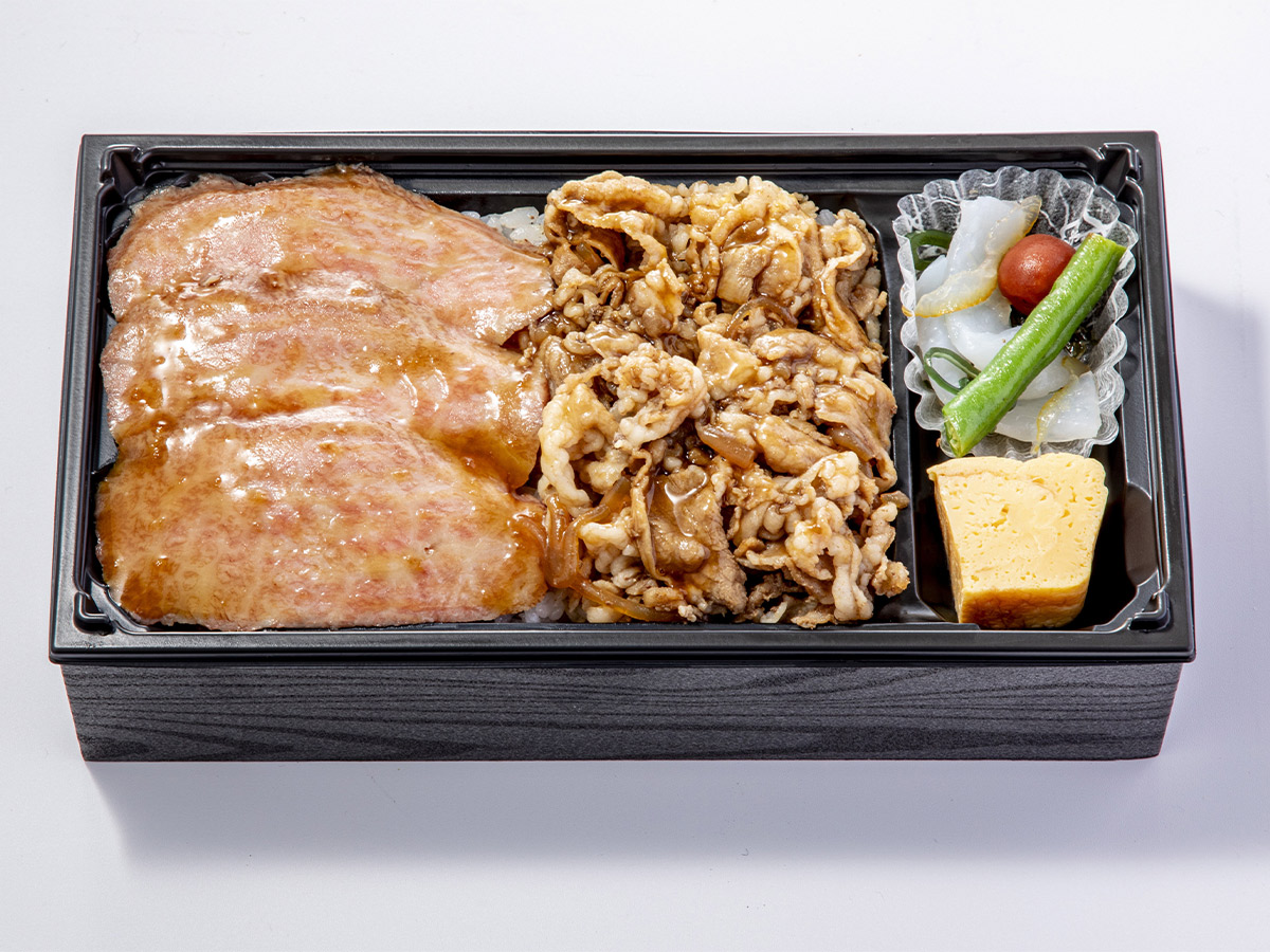 「和牛ステーキと国産牛めし盛り合わせ弁当」1折 1,512円/改札内B1F スクエア ゼロエリア