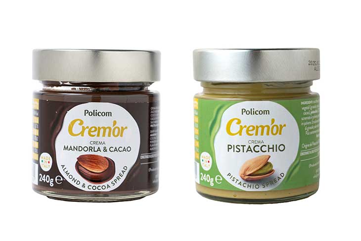 「ポリコムアーモンドココアスプレッド（240g）」1,070円、「ポリコムピスタチオスプレッド（240g）」1,070円 ［食楽web］