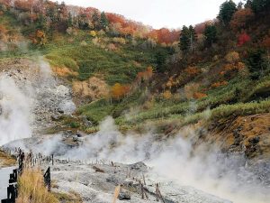 「玉川温泉」。日本屈指の強酸性泉で知られる湯治場