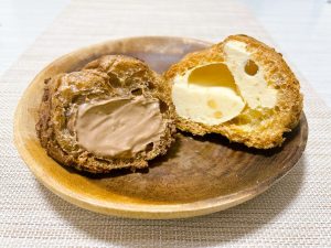 左「オラダ・カカオシュー」、右「アップルカスタード味」